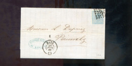 België OCB18 Gestempeld Op Brief Gand-Péruwelz 1869 Perfect (2 Scans) - 1865-1866 Profile Left