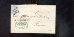 België OCB18 Gestempeld Op Brief Gand-Verviers 1869 Perfect (2 Scans) - 1865-1866 Profilo Sinistro