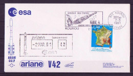 Espace 1991 03 03 - ESA - Ariane V42 - Officielle - Kourou - Europe