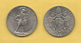 Vaticano 50 Centesimi 1939 Papa Paio XII° Vatican City 50 Cents Pius XII° Nickel Coin    C3 - Vatican