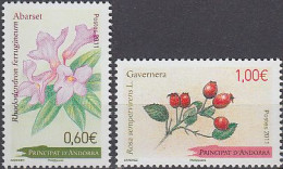 Andorra Franz Mi.Nr. 734-35 Pflanzen: Alpenrose, Immergrüne Rose (2 Werte) - Altri & Non Classificati