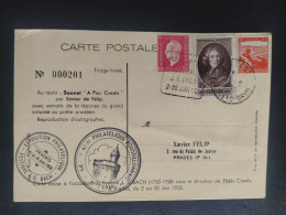 Daguin Prades Festival J S Bach Juin 1950 Flamme Omec Exposition Philatelique - Used Stamps