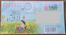 China Cover "Rapeseed Blossoms" (Quzhou, Zhejiang) Colored Postage Machine Stamp First Day Actual Mail Seal - Enveloppes