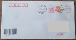 China Cover "Peony" (Luoyang, Henan) Colored Postage Machine Stamp First Day Actual Mail Seal - Omslagen