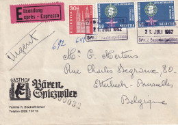 Helvetia Expres Espresso Gasthof Urgent Spiez Gepackexpedition 21 Juli 1962 - Cartas & Documentos