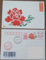 China "Peony" (Luoyang, Henan) Colored Postage Machine Stamped First Day Actual Postcard Sent (official) - Postcards