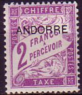 Andorra Frz. Porto Mi.Nr. 7 Portom. Frankr. Mi.Nr. 51 M.Aufdr. ANDORRE (2 Fr) - Otros & Sin Clasificación