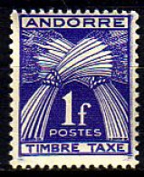 Andorra Frz. Porto Mi.Nr. 33 Weizengarben, Inschrift TIMBRE TAXE (1 Fr) - Sonstige & Ohne Zuordnung