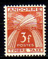 Andorra Frz. Porto Mi.Nr. 35 Weizengarben, Inschrift TIMBRE TAXE (3 Fr) - Sonstige & Ohne Zuordnung