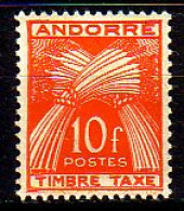 Andorra Frz. Porto Mi.Nr. 38 Weizengarben, Inschrift TIMBRE TAXE (10 Fr) - Sonstige & Ohne Zuordnung