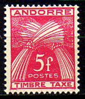 Andorra Frz. Porto Mi.Nr. 37 Weizengarben, Inschrift TIMBRE TAXE (5 Fr) - Sonstige & Ohne Zuordnung