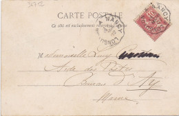 36752# MOUCHON CARTE POSTALE Obl LONGUYON A NANCY 1902 CONVOYEUR LIGNE MEURTHE ET MOSELLE AY MARNE - Bahnpost