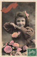 FETES - VOEUX - Bonne Fête - Heureux Anniversaire - Enfant - Petite Fille - Fleurs - Colorisé - Carte Postale Ancienne - Autres & Non Classés