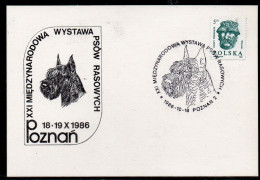 POLAND 1986 XXI INTERNATIONAL PEDIGREE DOG SHOW POZNAN SPECIAL CANCEL ON PC DOGS POLISH SCOTTISH TERRIER - Honden