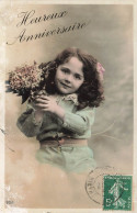 FETES - VOEUX - Anniversaire - Heureux Anniversaire -  Enfant - Petite Fille - Fleurs -colorisé - Carte Postale Ancienne - Anniversaire