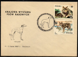 POLAND 1987 NATIONAL PEDIGREE DOG SHOW SZCZECIN SPECIAL CANCEL ON COVER POLISH DOGS GREYHOUND - Chiens