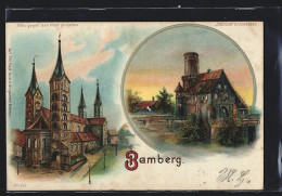Lithographie Bamberg, Dom, Burg  - Bamberg