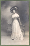 CARTE PHOTO -  FEMME ÉLÉGANTE,  MODE, CHAPEAU - 1908 - Fashion