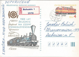 CDV 225 Czechoslovakia Anniversary Of Railway Line Wien - Breclav 1989 - Trains