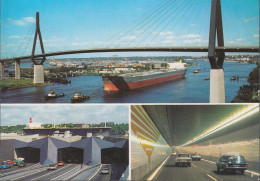 D-20095 Hamburg - Köhlbrandbrücke Und Neuer Elbtunnel - Containerschiff - Cars - Opel Rekord - VW - Mitte