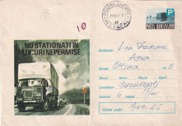 A24537  - Do Not Park In Unauthorized Places  TRUCK , AUTO Cover Stationery 1969 ROMANIA - Interi Postali