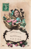 ENFANTS - Jeune Fille - Poissons - Fleurs - Cherchez Bien Au Fond Vous Trouverez Mon Nom - Carte Postale Ancienne - Sonstige & Ohne Zuordnung