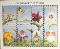 Antigua 1997 Orchids Flowers Butterflies Sheetlet MNH - Orchidées