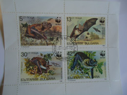 BULGARIA  USED STAMPS SHEET WWF ANIMALS  BAT  FROGS - Used Stamps
