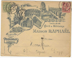 Daguin Jumelées De Nimes - Gard - Sur Enveloppe Illustrée Des Monuments De Nimes - Mechanical Postmarks (Other)