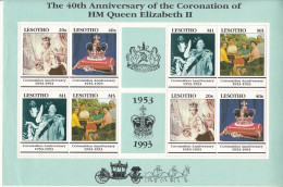 1993 Lesotho 40th Anniversary Of The Coronation Of Queen Elizabeth II M/sheet Of 8 MNH *some Creasing To Left Edges* - Lesotho (1966-...)
