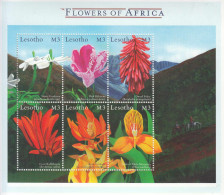 2000 Lesotho 2000 African Flowers Miniature Sheet Of 6 MNH * Crease To Bottom Left Stamps OK* - Lesotho (1966-...)
