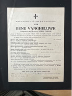 Heer Rene Vangheluwe Echtg Tanghe Maria *1882 Handzame +1959 Sint-Andries Viaene Naeyaert Rasalle Verhaeghe - Décès