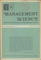 Management Science Volume 16 N°5 (1970) De Collectif - Economie
