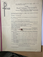 Karel Adriaan Fransen *1871 Rijkevorsel +1958 Heverlee Wed Verschueren Borgerhout Van Ostaeyen De Graauw Ostayen Bavel - Décès