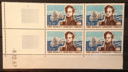 Timbre TAAF AMIRAL DUMONT D'URVILLE émis En 68, YT 25, BLOC DE 4 COIN DATE - Blocks & Sheetlets