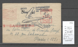Indochine - Saigon - 20eme Anniversaire  1er  Vol Vers La  France - 1950 - Briefe U. Dokumente