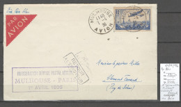 France - 1er Service Postal Aérien MULHOUSE - CLERMONT FERRAND - Air Bleu - 01/04/1936 - 1927-1959 Cartas & Documentos