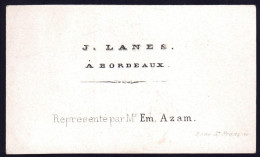 +++ Carte Porcelaine - Carte De Visite Lanes à BORDEAUX - Azam  // - Cartes Porcelaine