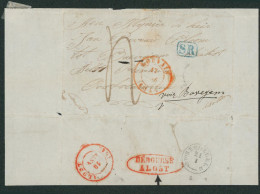 DEVANT De LAC + DC "Louvain" (1844), Port 4 > Oosterzeele (Aalst) + Déboursé Alost & T18 "Oosterzeele" - 1830-1849 (Unabhängiges Belgien)