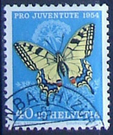 Schweiz Suisse Pro Juventute 1954: Papillo Machaon Zu WI157 Mi 606 Yv 557 Mit ⊙ ERLENBACH (ZÜRICH) (Zumstein CHF 10.00) - Used Stamps