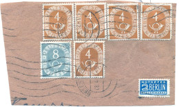Bundesrepublik, 1952, Briefstück Mit 5xMi.124 (Posthorn 4Pfg.)+1xMi.Nr.127 (8Pfg.)+Notopfer Berlin (8473E) - Used Stamps
