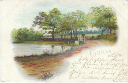 Idyll Am Teich Mit Brücke Gruß-Litho Gl1901 #21.370 - Ohne Zuordnung