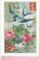 CARTE BONNE FETE OISEAUX ET FLEURS - Fête Des Mères