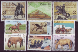 Amérique - Cuba - Chevaux - 9 Timbres Différents  - 7051 - Andere & Zonder Classificatie