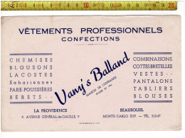 SOLDE 2021 ( BUVARD ?) VETEMENTS PROFESSIONNEES VANY'S BALLAND - BEAUSOLEIL - Publicités