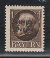 Bayern 1 Mark "Volksstaat" **, Gez., Geprüft Helbig BPP - Andere & Zonder Classificatie