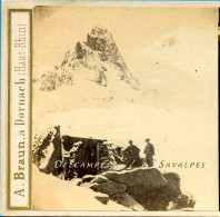 Rare Chamonix 1862 * Gabriel Loppé Peintre Aux Grands Mulets Sous La Neige * Photo Stéréoscopique Braun - Stereoscopio