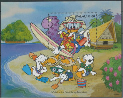 Palau - 1995 - Disney: Donald, Visit To The Airai Bai On Babeldaob - Yv Bf 27 - Disney