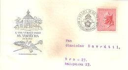 FDC 451 Czechoslovakia St Adalbert 1947 NOTICE POOR SCAN, BUT THE FDC IS FINE! - Cristianesimo