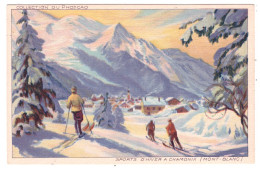 SPORTS D HIVER A CHAMONIX (MONT BLANC) (carte Animée) Collection Du Phoscao - Sports D'hiver